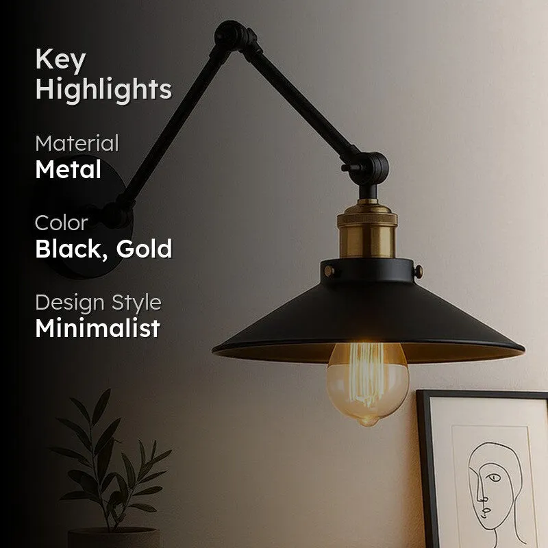 Eleni Cone Metal Wall Lamp - Black,Gold media 2