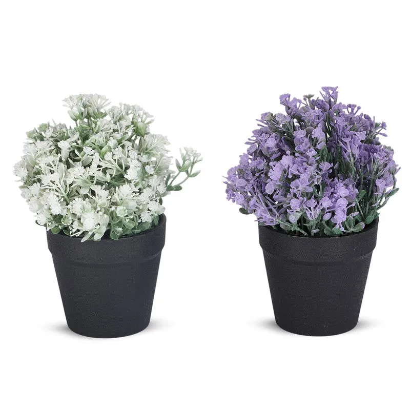 Artificial Flowers With Black Plastic Pot - Set Of Two media 5
