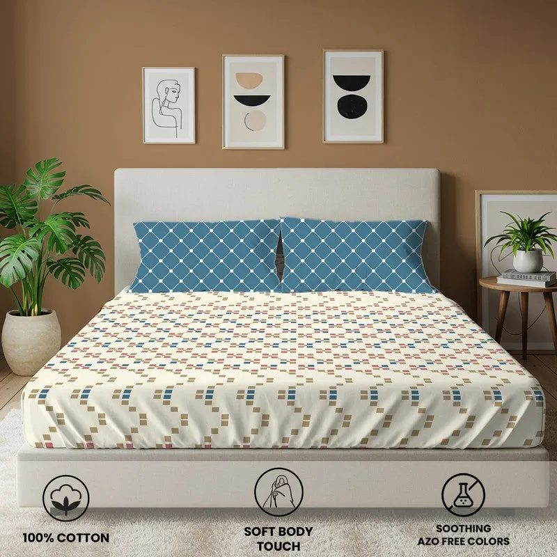 Urban Space GeoDot Cotton Bedsheet (Blue) - 144 TC media 4