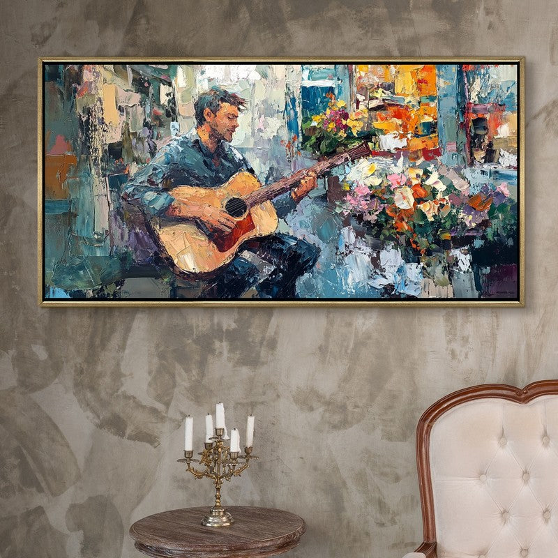 Vibrant Strum Canvas Wall Painting With Frame