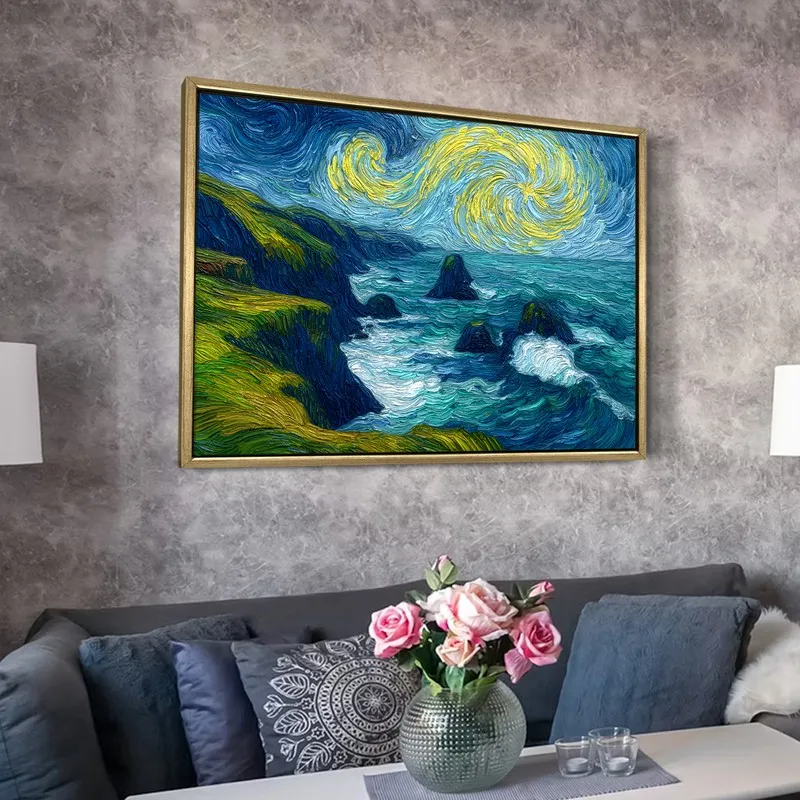Starry Shore Canvas Wall Painting With Frame media 6