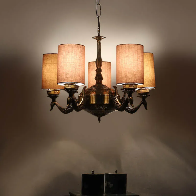 Vihara Cylindrical Golden Antique Ceiling Lamp media 1