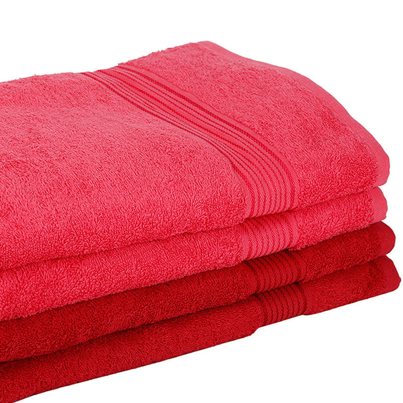 Nuage Cotton Bath Towel (Pink & Red) - Set Of four media 5