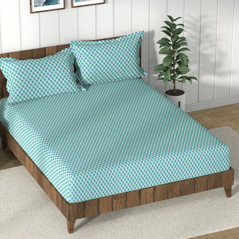 Nautica Velvet Cloud Cotton Bedsheet (Blue) - 160 TC media 1