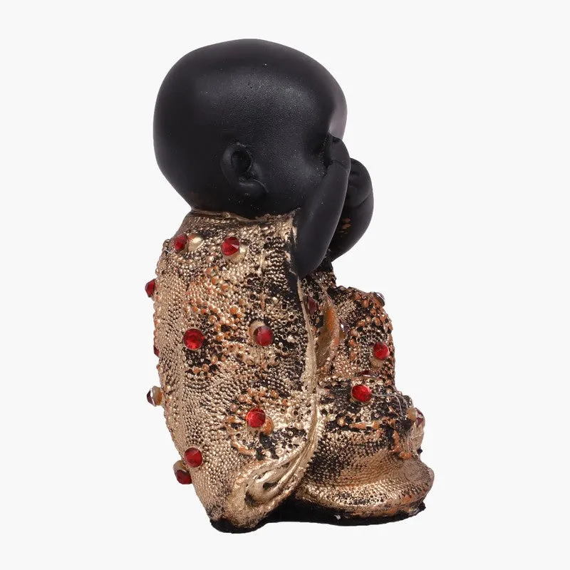 Virtue Laughing Buddha Showpiece (Black) - Set Of Three media 7
