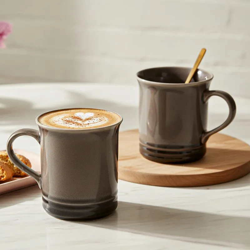 Brew Ceramic Coffee Mug (450 mL Each/Smoke Grey) - Set of Two media 1