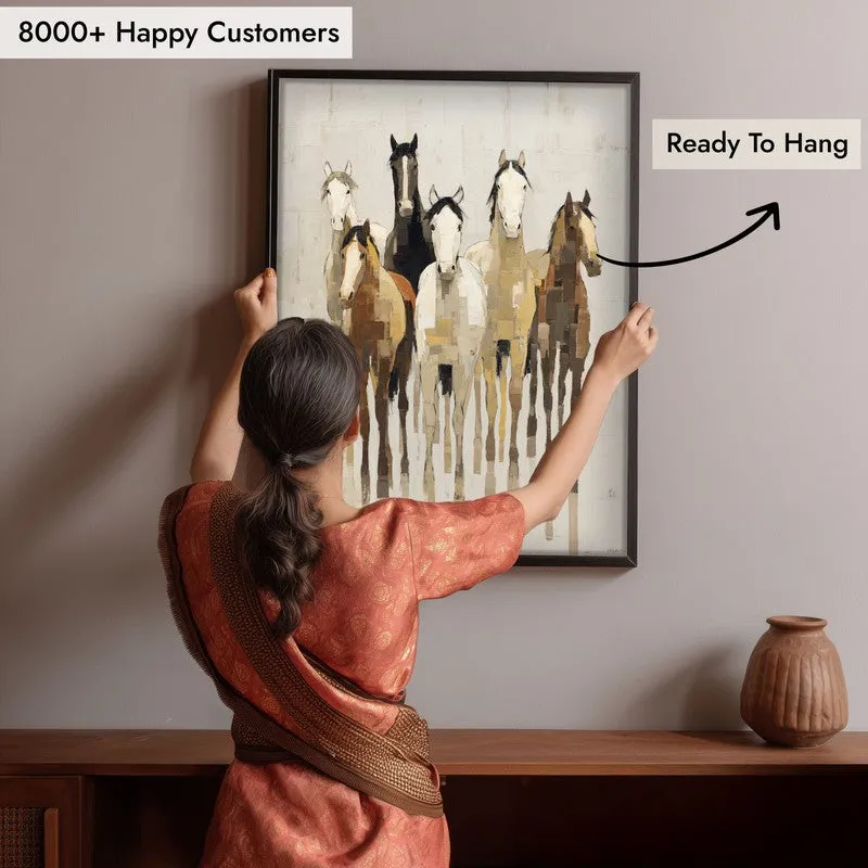 Flowing Horse Wall Painting With Black Frame media 8