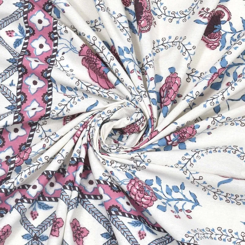 Blossomza Cotton Bedsheet (White,Purple) - 240 TC media 5