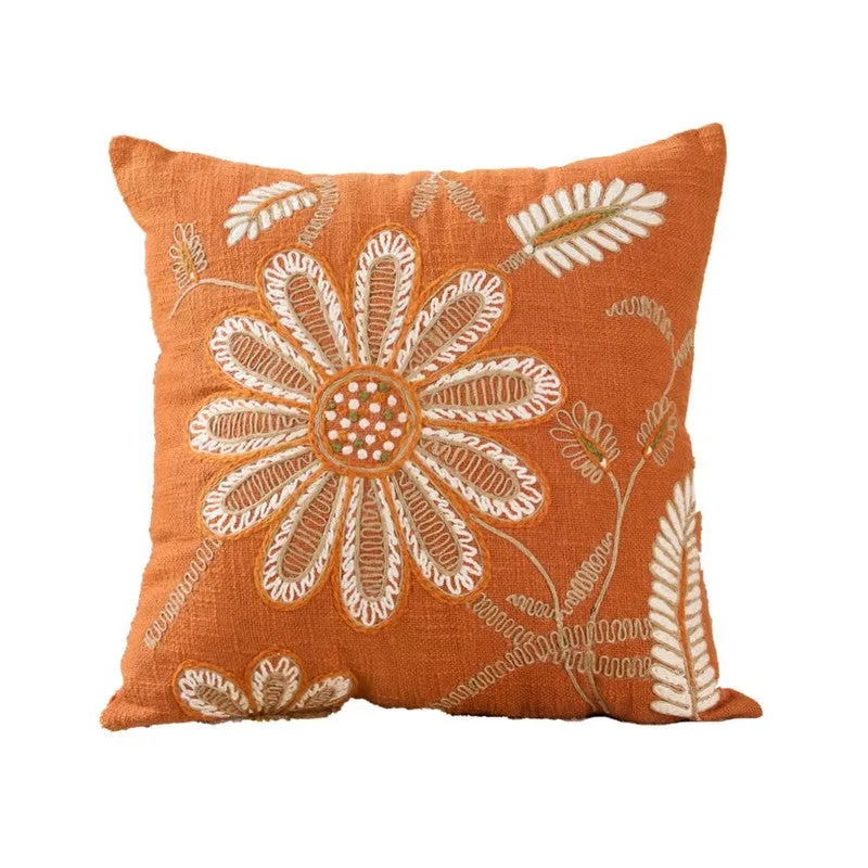 Dahlia Elegance Embroidered Cotton Cushion media 3