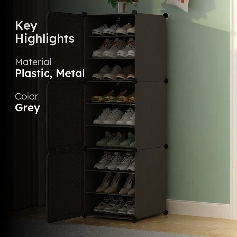 SlimSpace Grey Plastic & Metal Shoe Racks media 2