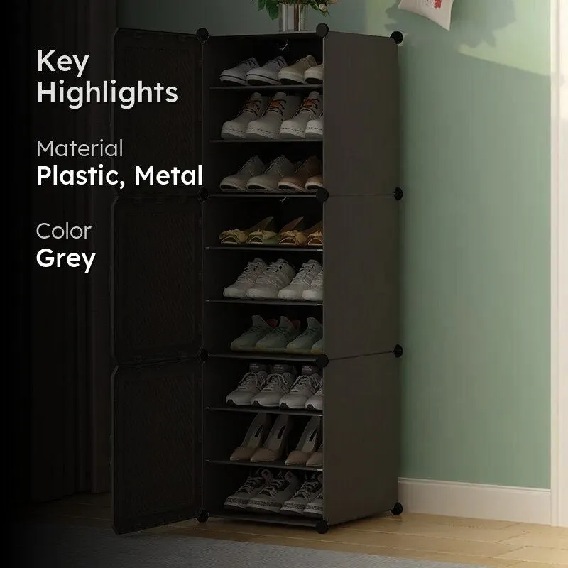 SlimSpace Grey Plastic & Metal Shoe Racks media 2