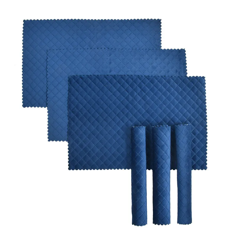 Osric Velvet Quilted Placemat (Blue) - Set Of Six media 3