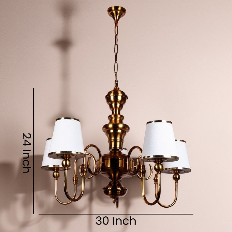Cialette  Iron Chandelier - Gold & White media 6