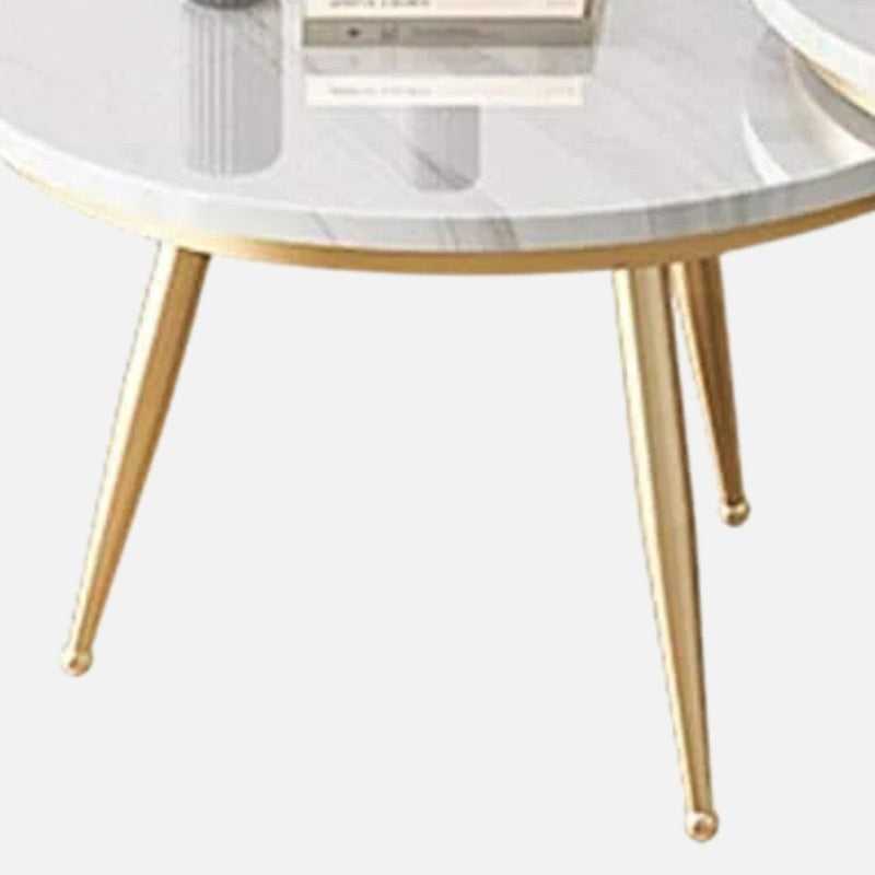 Atelier Blanc Accent Table with Marble Top (Gold & White) - Set Of Two media 5