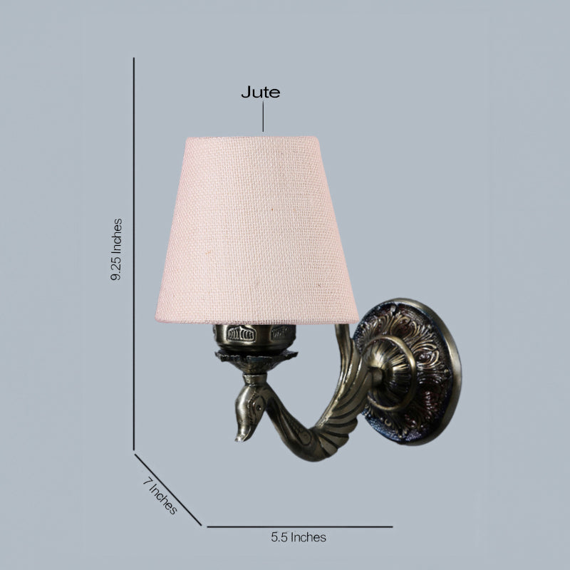 Amro Retro Conical Fabric & Metal Wall Lamp - White media 4