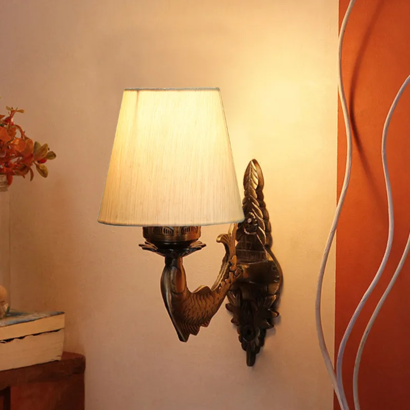 Ziada Stiva Conical Fabric & Metal Wall Lamp - Off White media 1