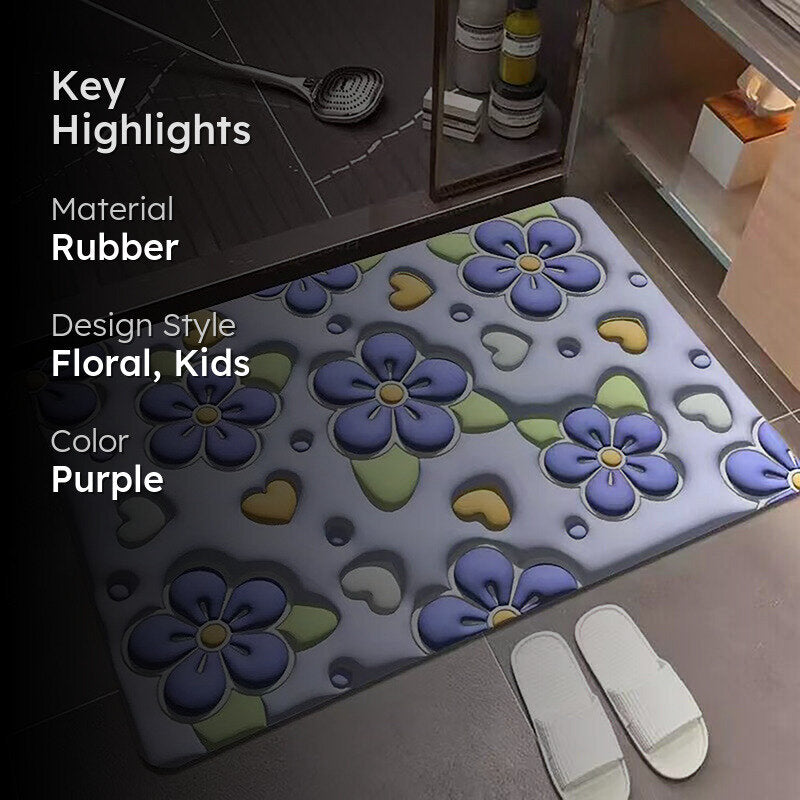 Fleura Heart Anti-Skid Rubber Bath Mat media 2