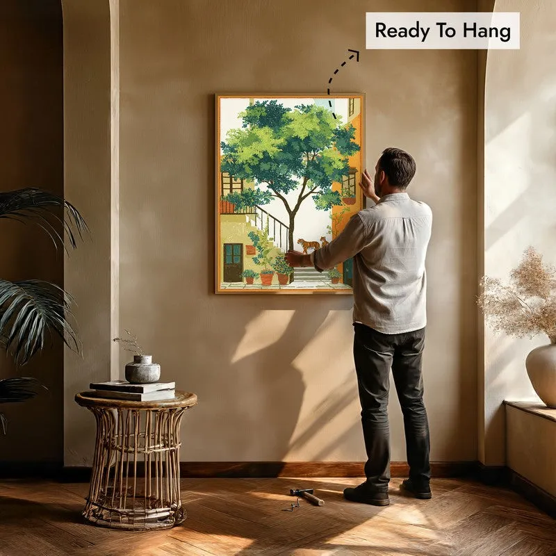Verdara Courtyard Canvas Wall Painting With Brown Frame media 8