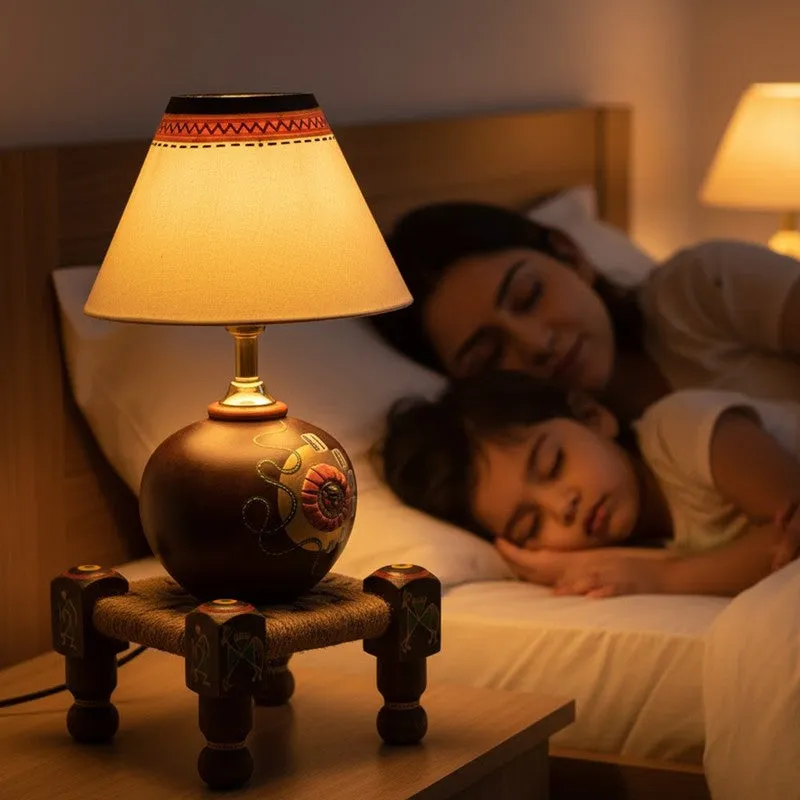 Terracotta Table Lamp With Manji - Multicolor media 8