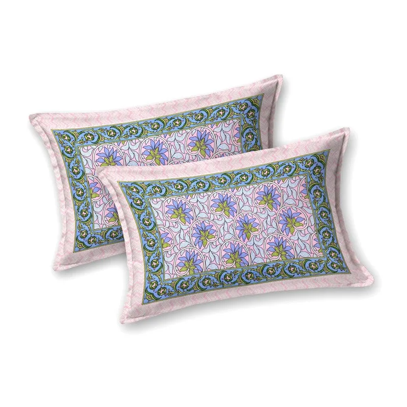 Rangva Cotton Bedsheet (Purple,White) - 240 TC media 4