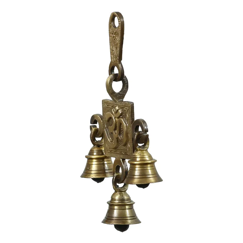Om Brass Brass Wall Hanging With Bells media 5