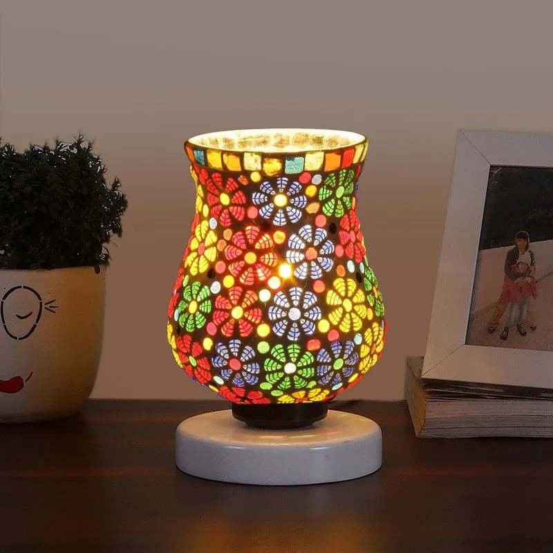 Moonelle Mosaic Glass Table Lamp With Wooden Base - Multicolor media 3
