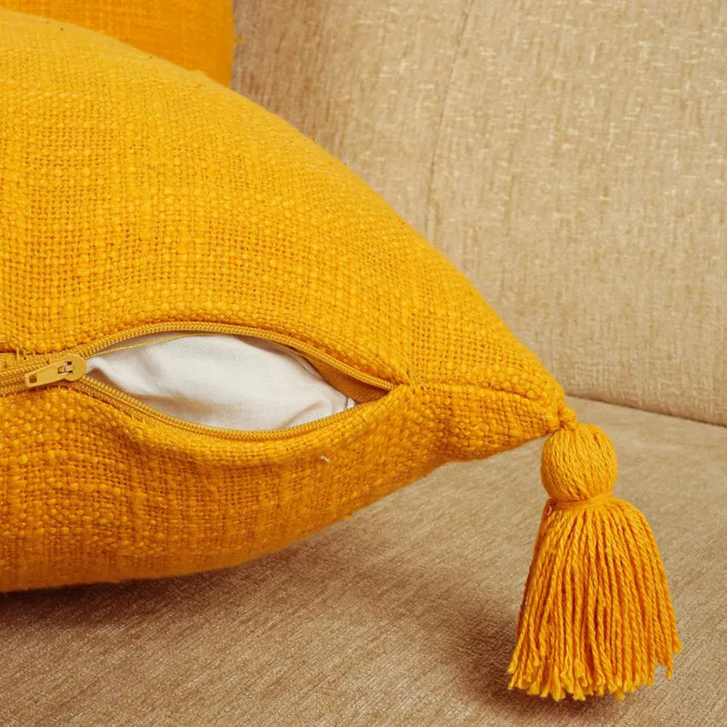 Claira Solid Cushion Cover (Mustard Yellow) - Set Of Two media 7