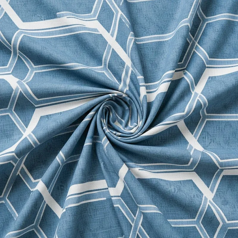 Hivescape Geometric Cotton Bedsheet (Blue) - 200 TC media 5