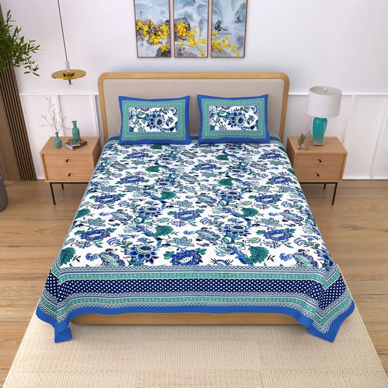 Dreamy Azure Cotton Bedsheet - 144 TC media 1