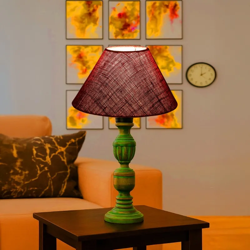 Arvello Aiven Wooden Table Lamp - Maroon media 3