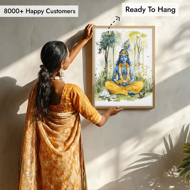 Sacred Balachandra Spiritual Archival Paper Wall Painting - Natural Brown Frame media 7