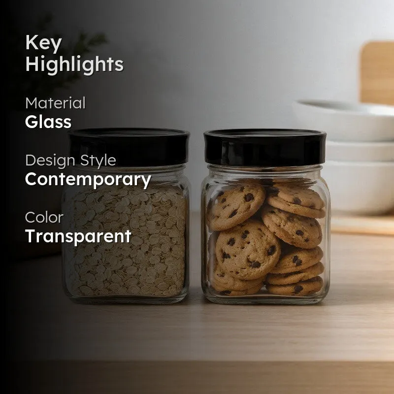 Transparent Glass Jars with Lid (750 mL Each) - Set Of Two media 2