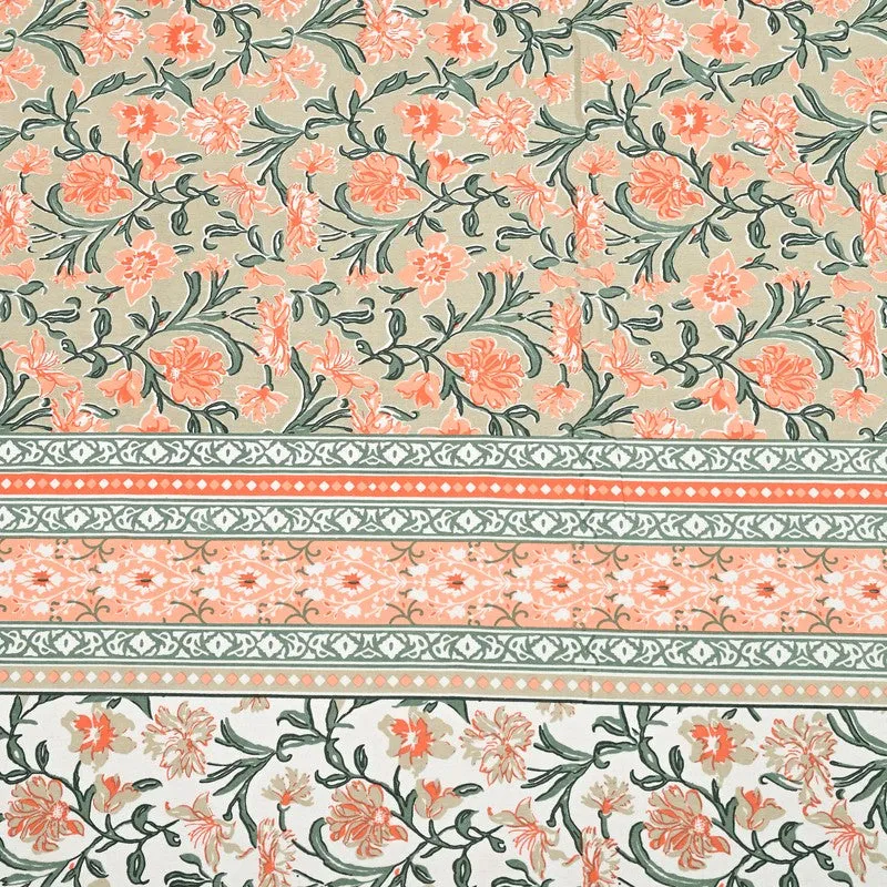 Cozyra Floral Cotton Bedsheet (Green) - 240 TC media 7
