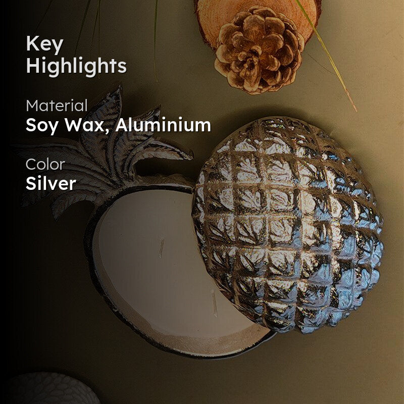 Luxe Pineapple Oudh Scented Candle - Silver image 2