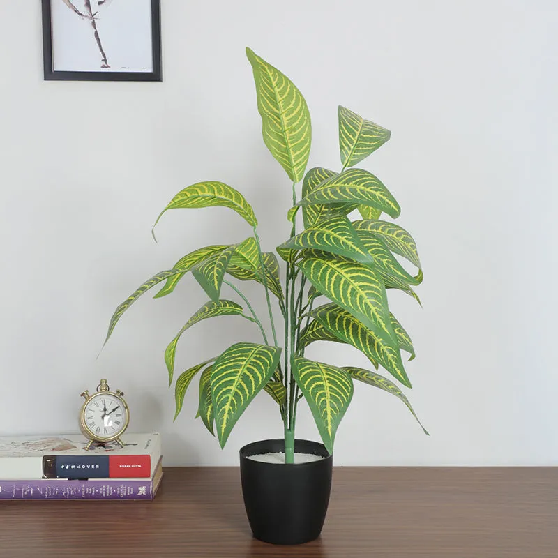Amazonia Artificial Yellow Croton Plant With Black Plastic Pot - 2.3 Feet media 3