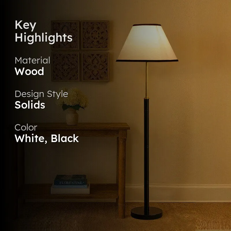 Halo Beam Wooden Floor Lamp - White & Black media 2