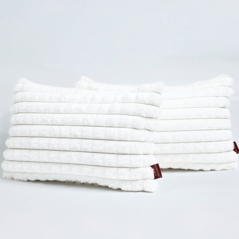 Frost Waffle White Cushion Cover (Rectangle)  Set of Two media 7