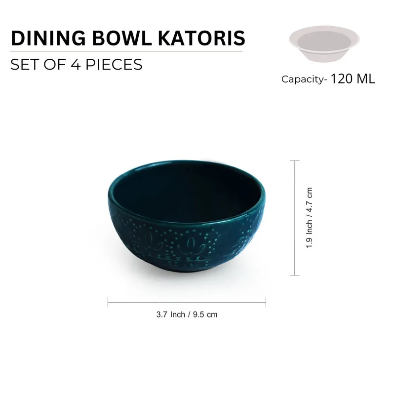 Teal Twinkle Hand Glazed Serving Bowl (120 ML) - Set Of Four media 7