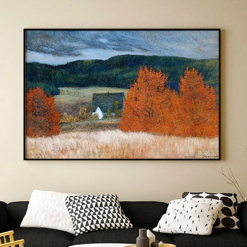 Autumnal Mood Canvas Wall Painting - Black Frame