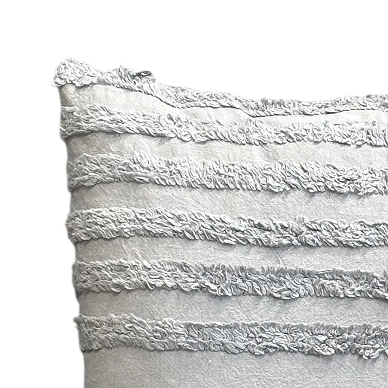Thea Stripe Tufted Cushion Cover - Light Grey media 4