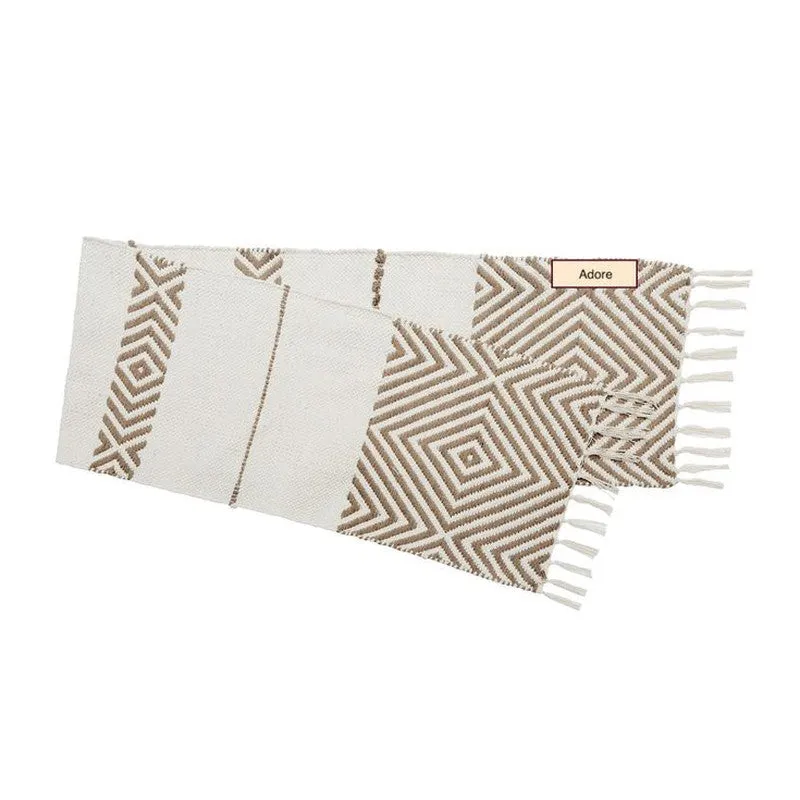 Monochrome Stripes Fringe Cotton Table Runner media 5