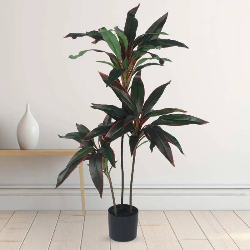 Faux Lush Dracaena Reflexa Plant With Black Plastic Pot - 3.1 Feet media 3