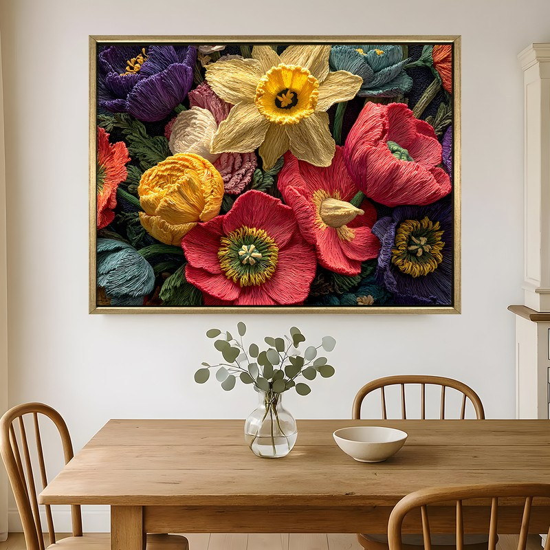 Petal Parade Canvas Wall Painting With Frame