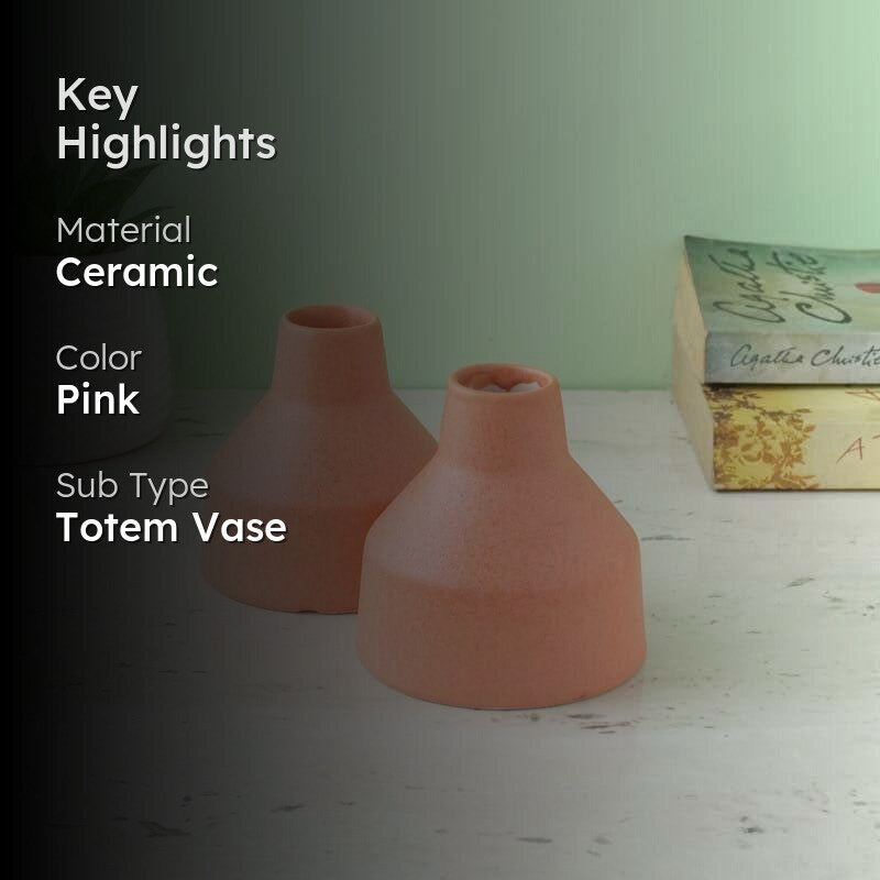 Blush Edge Ceramic Vase - Set Of Two media 2