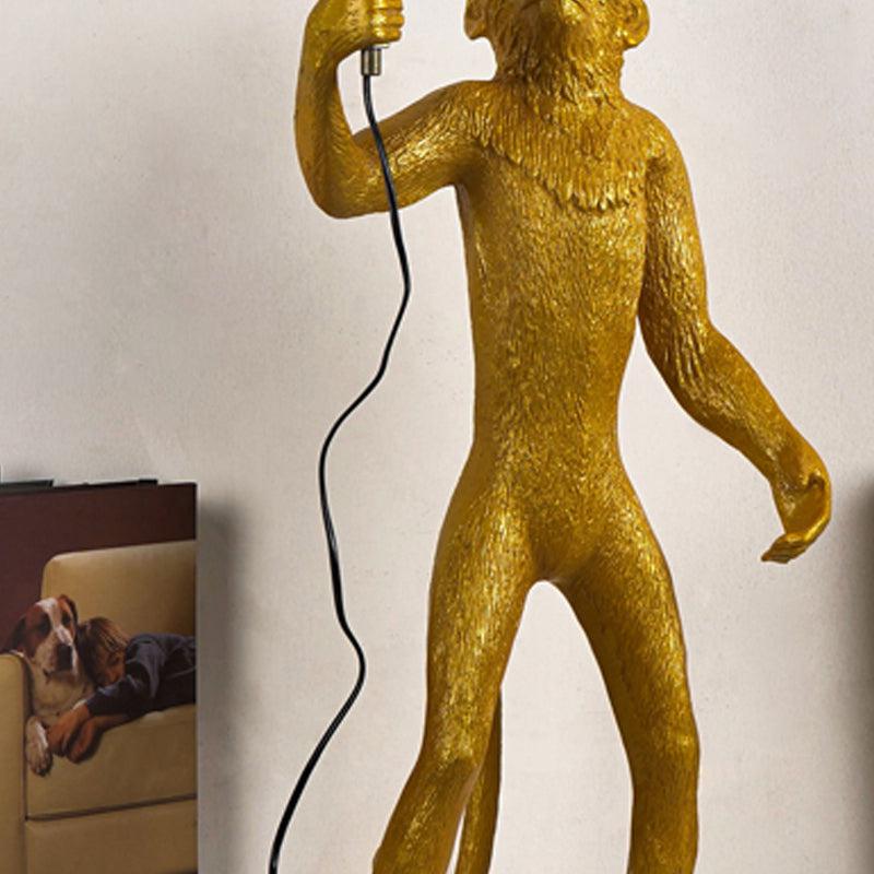Cheeky Monkey Painted Resin Lamp - Gold media 4