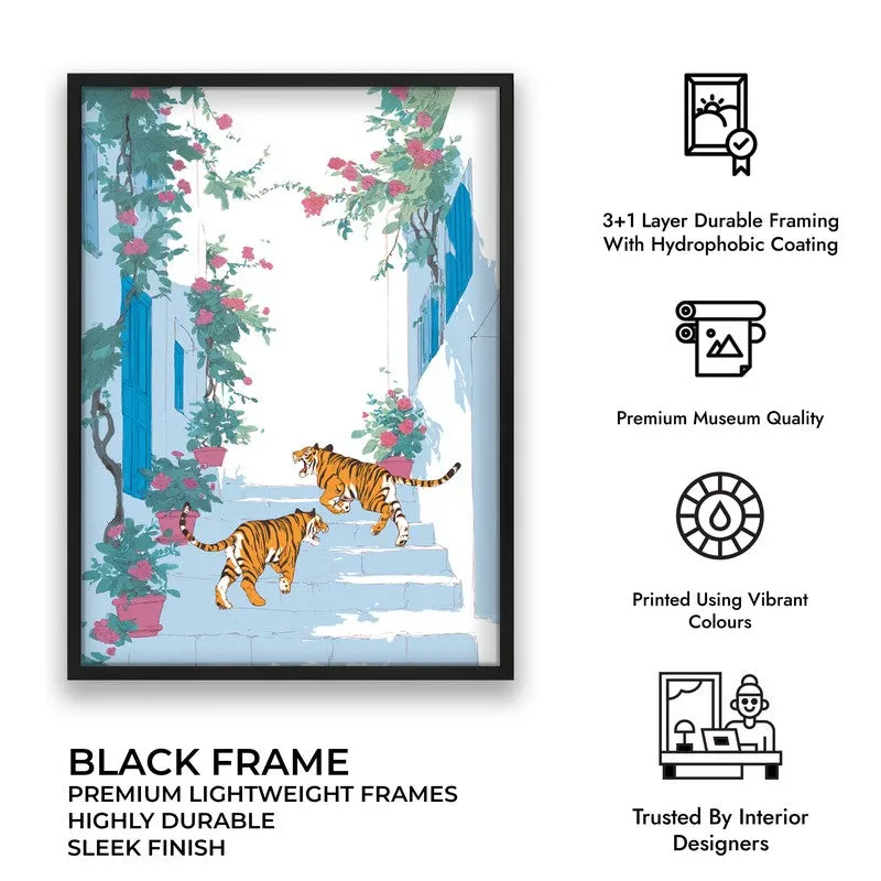 Feline Grace Canvas Wall Painting - Black Frame media 9