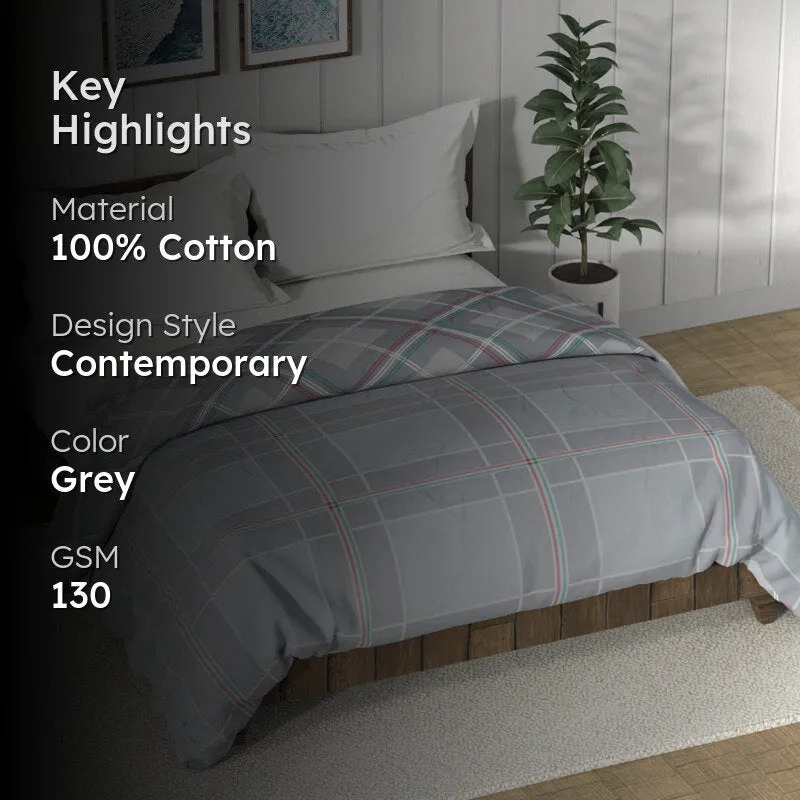 Nautica Thistle Plaid Reversible Comforter (Grey) - 130 GSM media 2
