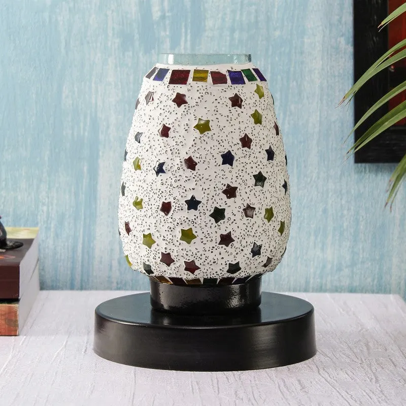 Glowix Mosaic Glass Table Lamp With Wooden Base - Multicolor media 3