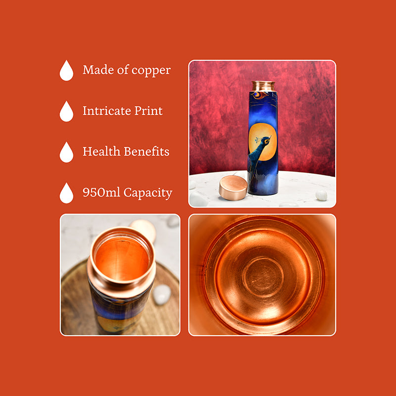 Peacock Clara Copper Water Bottle - 1000 mL media 6