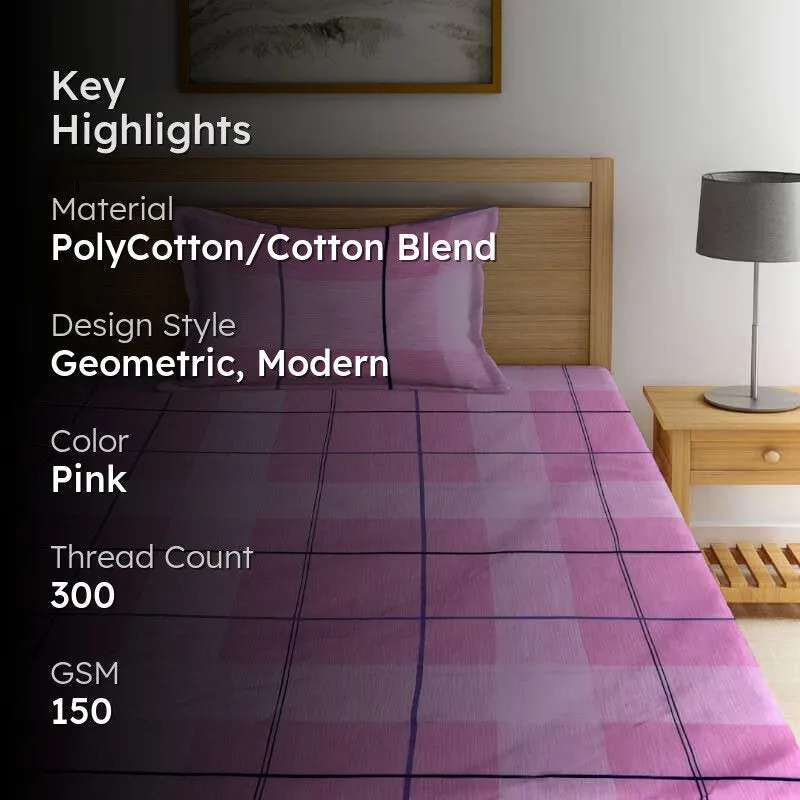 Check Mate Bedsheet (Pink) - 150 GSM media 2